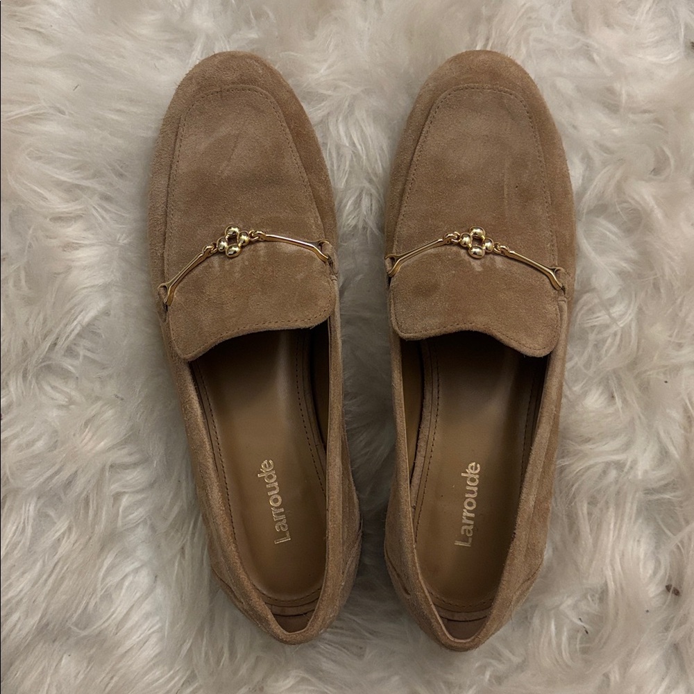 Larroudé Katherine Tan Suede Loafers Size 8